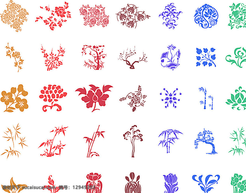 中国 传统 花 竹 图案 传统花纹 传统图案 古典花纹 中国风 中国画 墨竹 荷花 复古花纹 底纹背景 时尚潮流 背景图案 花纹 矢量 矢量素材 白色