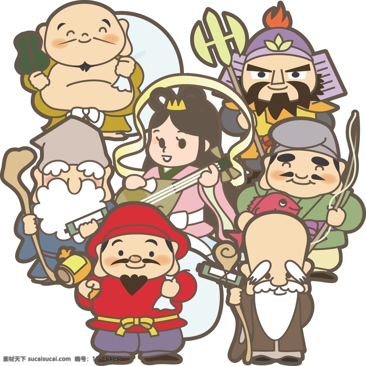 卡通彩色人物 矢量 神话人物 彩色稿 矢量系列 动漫动画 动漫人物 白色