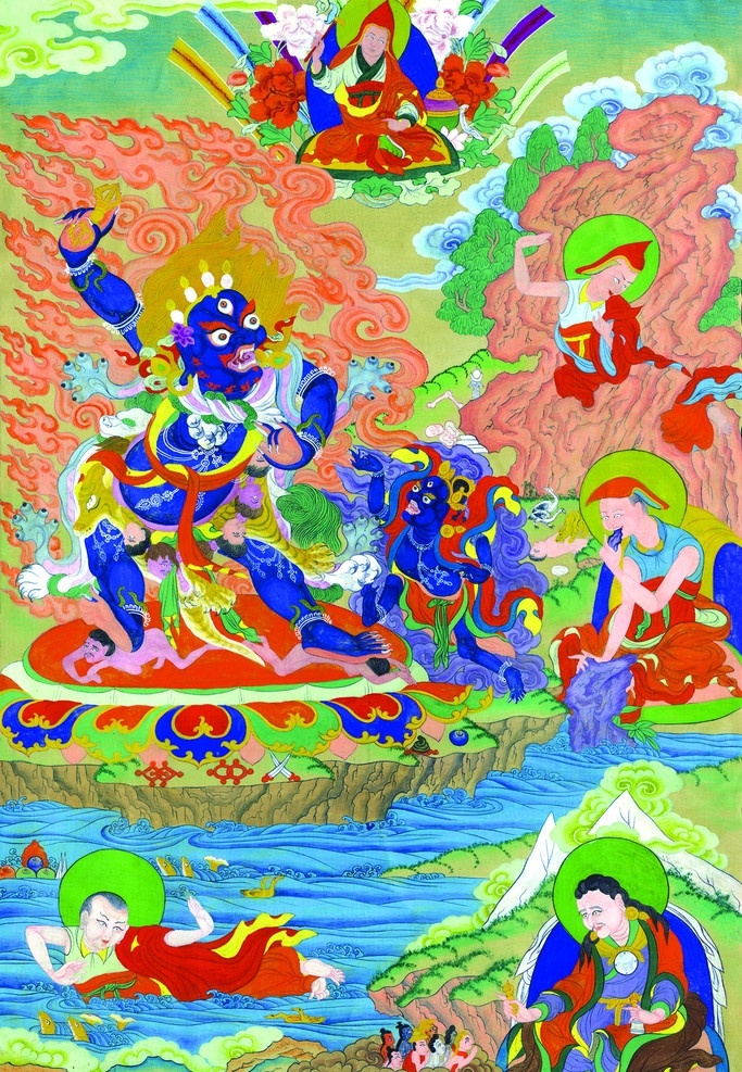 唐卡 佛教 藏传佛教 佛 宗教 宗教信仰 菩萨 西藏 民族 工艺 花纹 莲花生 套 张 绘画 艺术 绘画书法 文化艺术