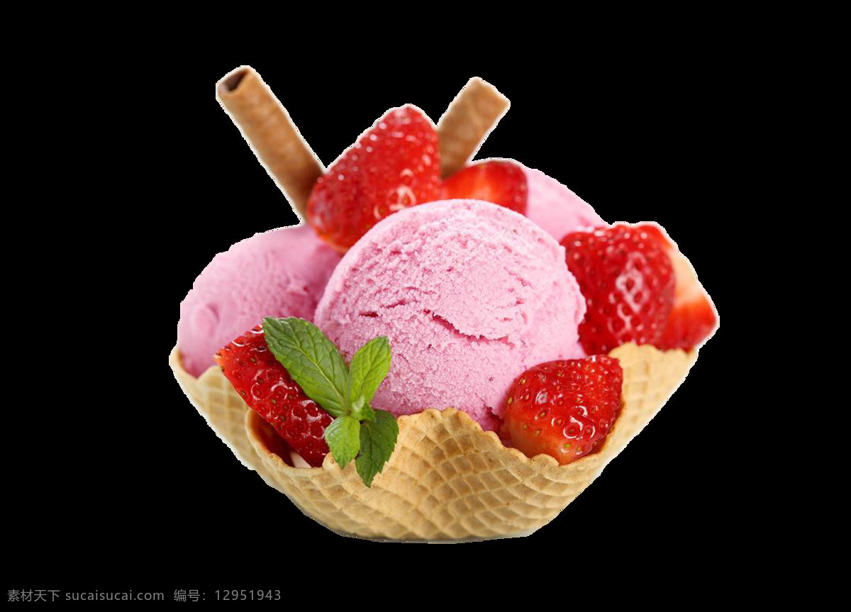 美味 草莓 冰淇淋 元素 水果 透明元素 png元素 免抠元素