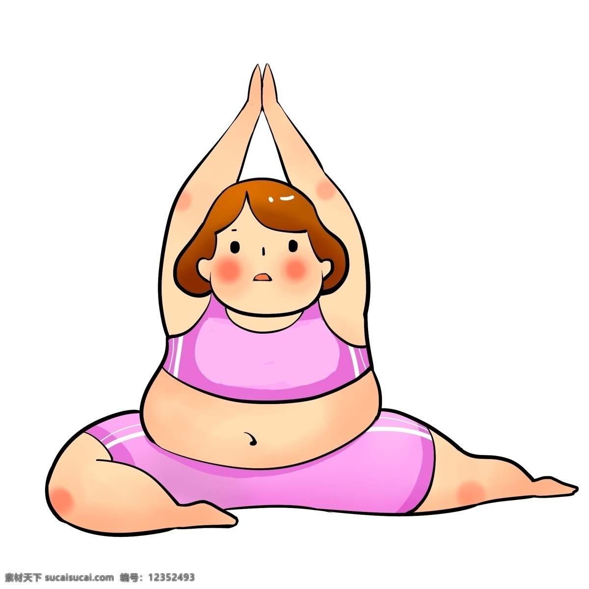 做 瑜伽 胖 女孩 可爱 卡通 减肥 元素 运动 胖女孩 肥胖