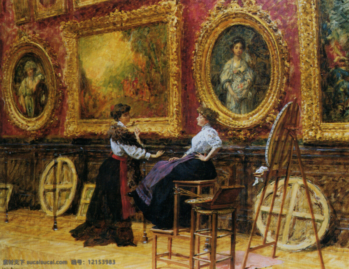 美术馆 临摹 学生 绘画书法 人物 世界名画 文化艺术 西洋油画