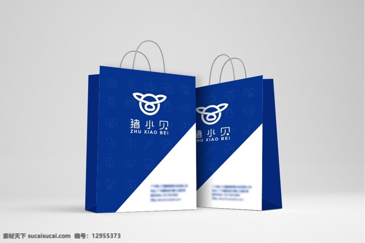 手提袋 样机 包装袋 礼品袋 礼品盒 蓝色 猪 logo 标识 标志 物料 vi vis 品牌应用 效果图 icon 线条 广告 ps 物料广告设计 vi设计