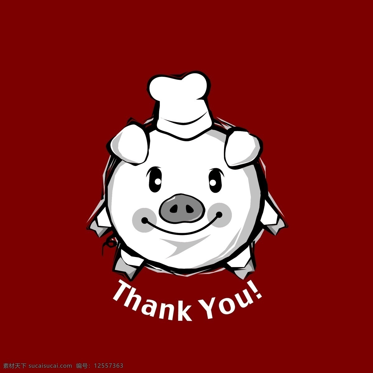 动物 插画 厨师 动物插画 家禽家畜 卡通猪 生物世界 谢谢 矢量 插画集