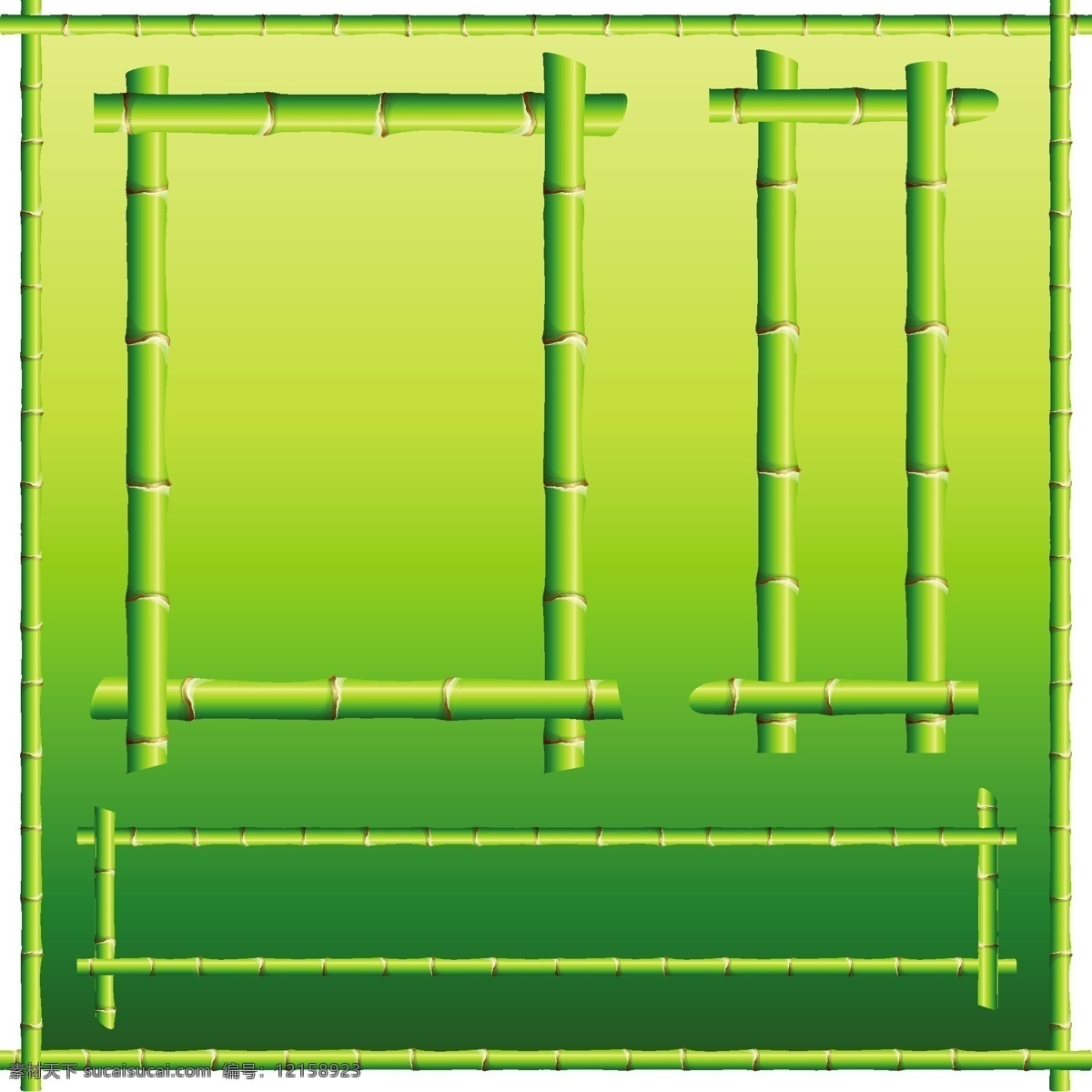 设置 不同 竹 架 矢量图 矢量帧