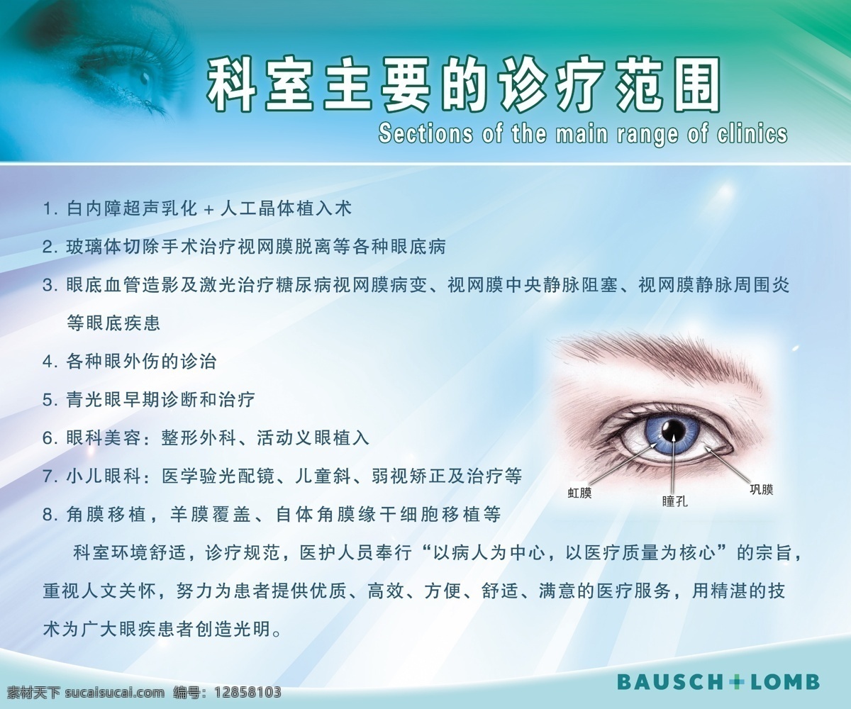 医院眼科展版 眼睛 眼睛分布图 背影 标题 文字排版 制作展牌 展板模板 广告设计模板 源文件