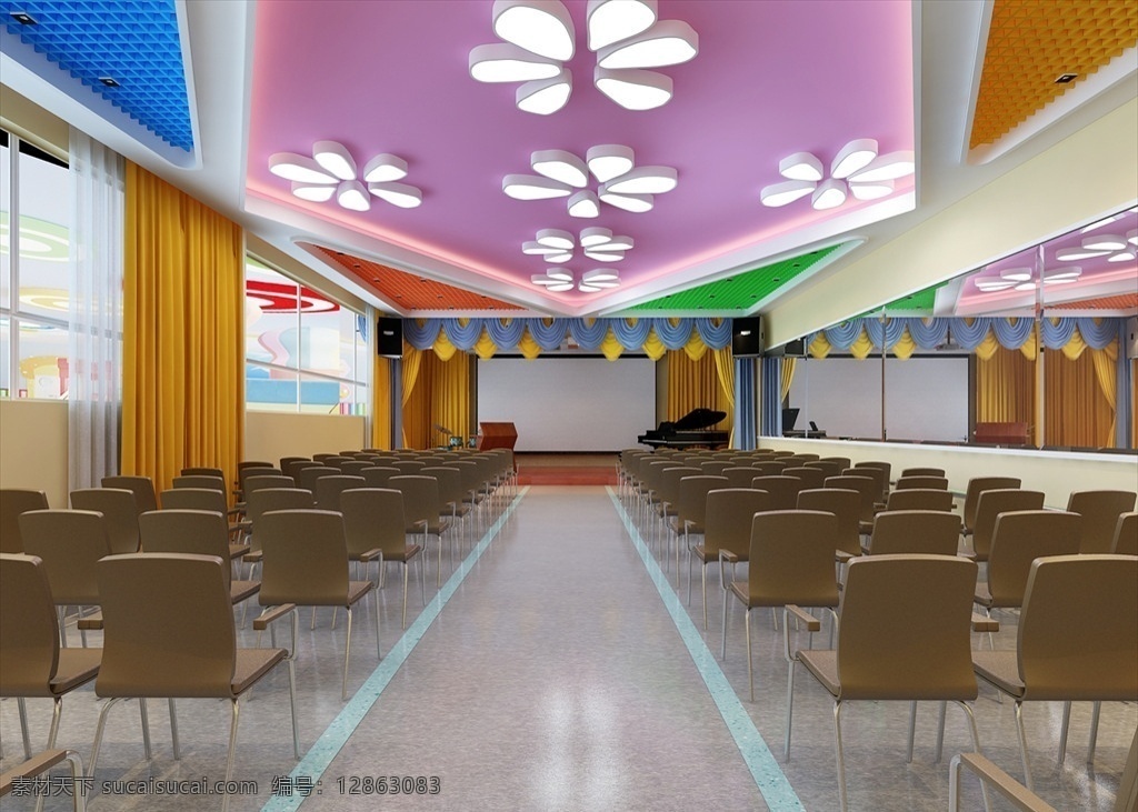 幼儿园会议室 幼儿园 会议室 舞蹈室 造型棚 粉色 塑胶地板 3d 3d设计 室内模型 max