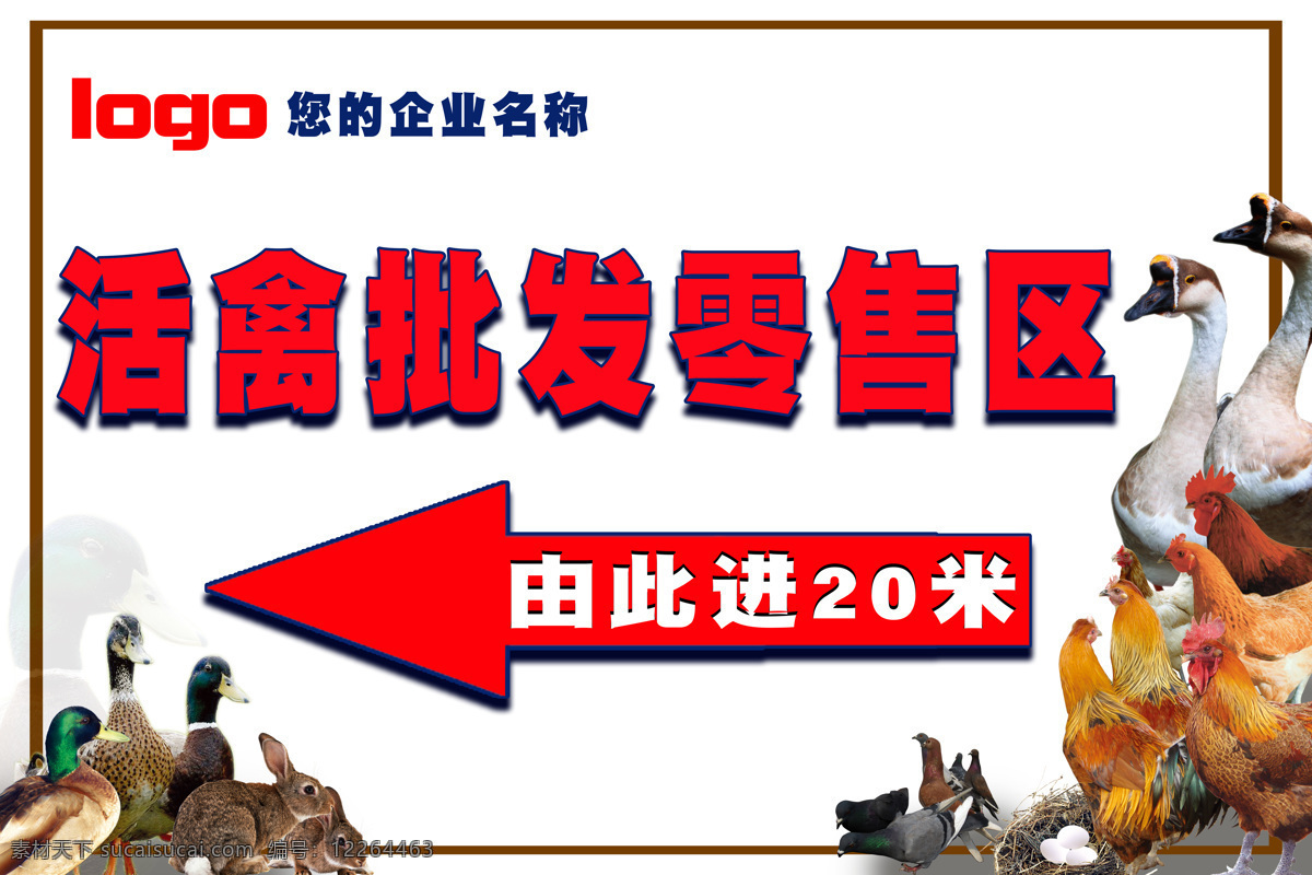 禽类指示牌 市场 禽类 指示牌 农业 海报 宣传 公司 展板 批发 零售 鸡 鸭 鹅 鸽子 兔子 由此进 分层