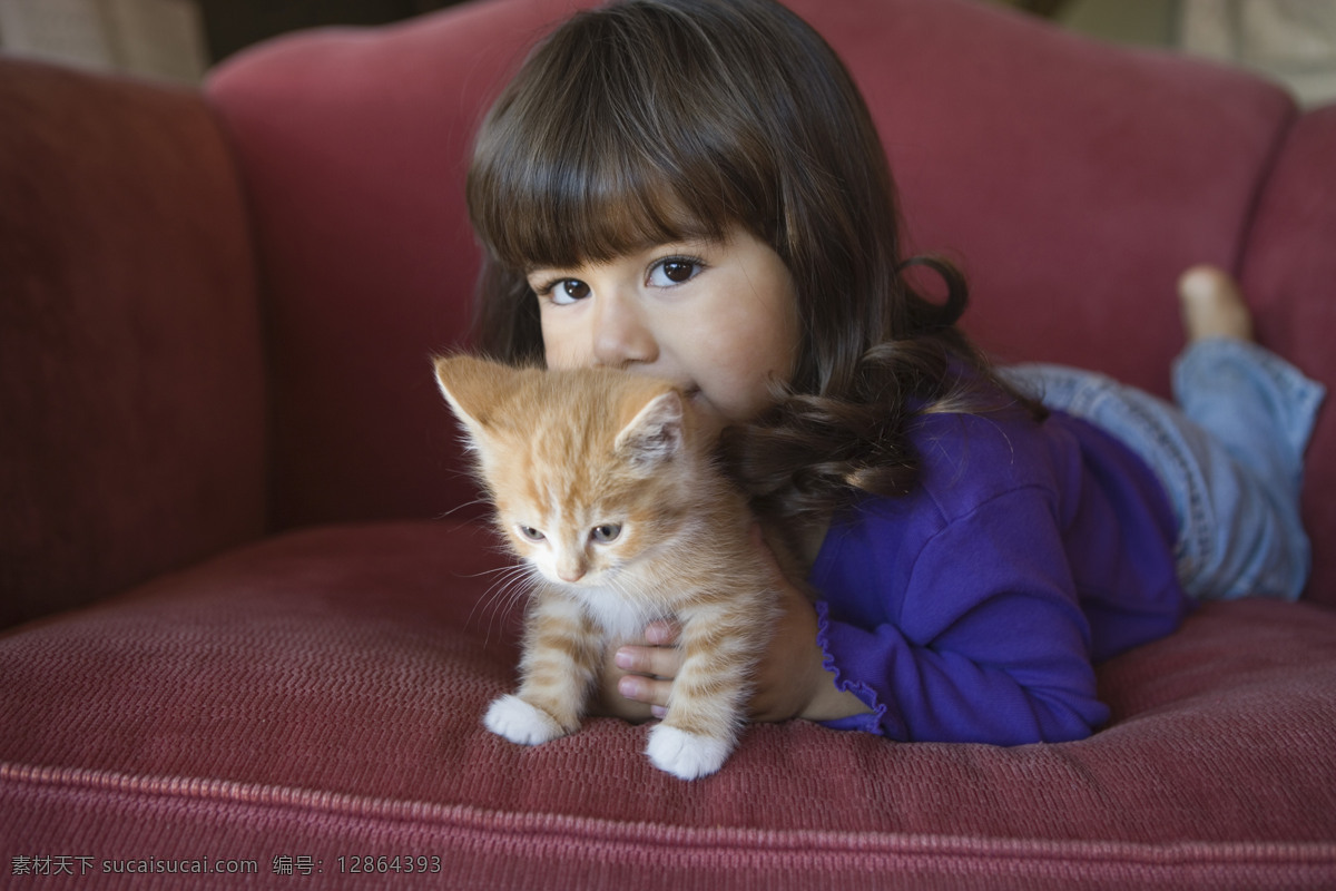 可爱 小女孩 小猫 宠物 猫咪 儿童 动物 猫咪图片 生物世界