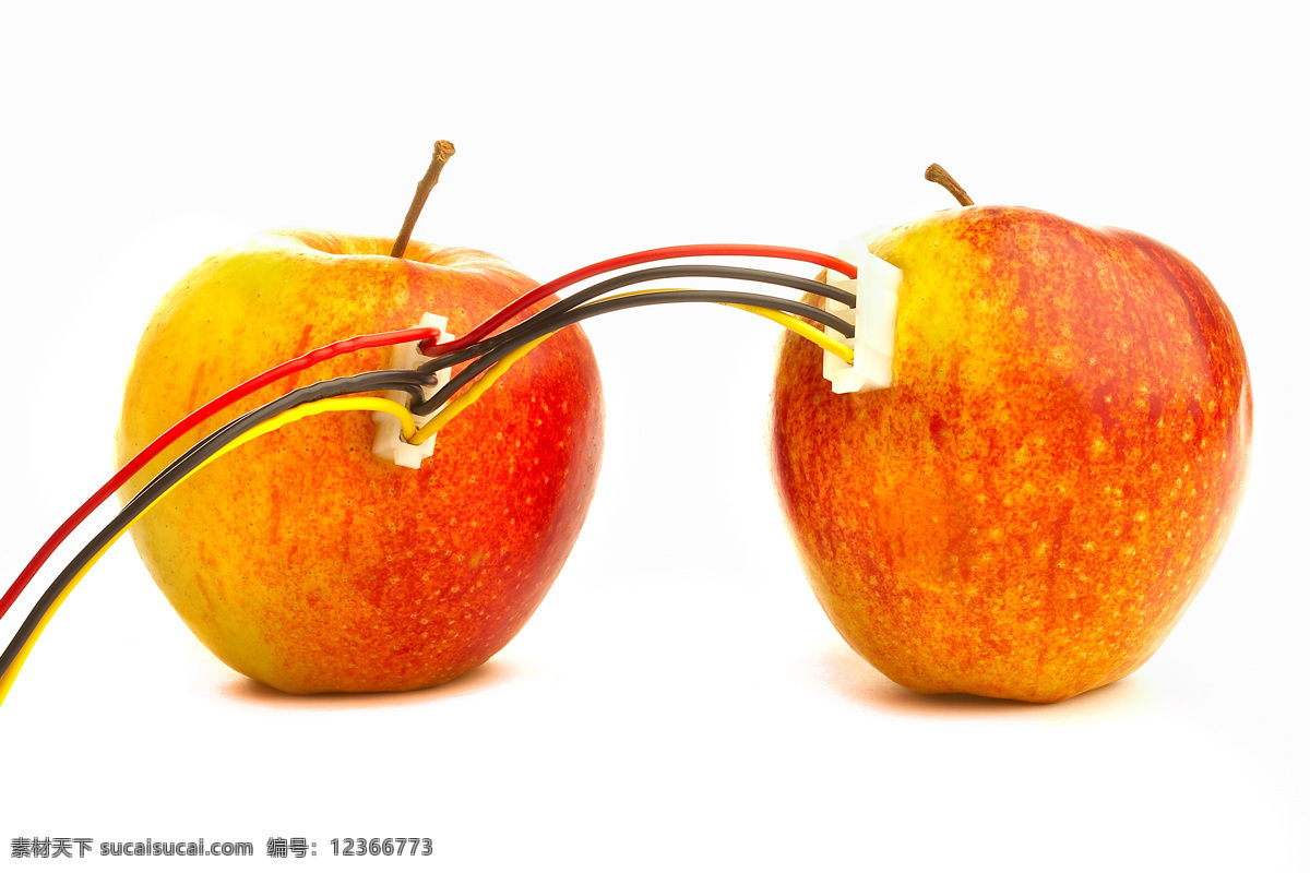 用电 线 连着 两个 苹果 红苹果 两个苹果 电线 一起 影音娱乐 生活百科