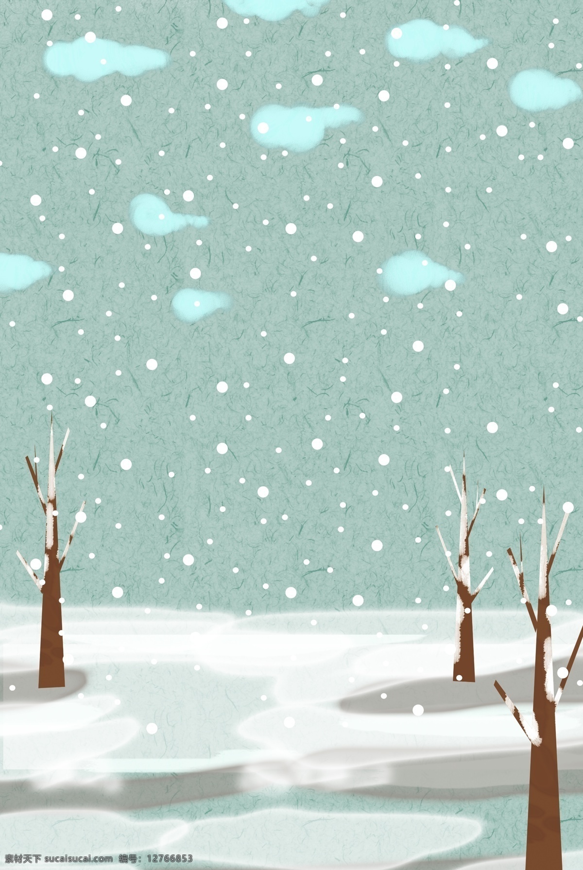 大寒 分层 banner 二十四节气 冬天 雪花 农历节气 冬天的树 创意合成
