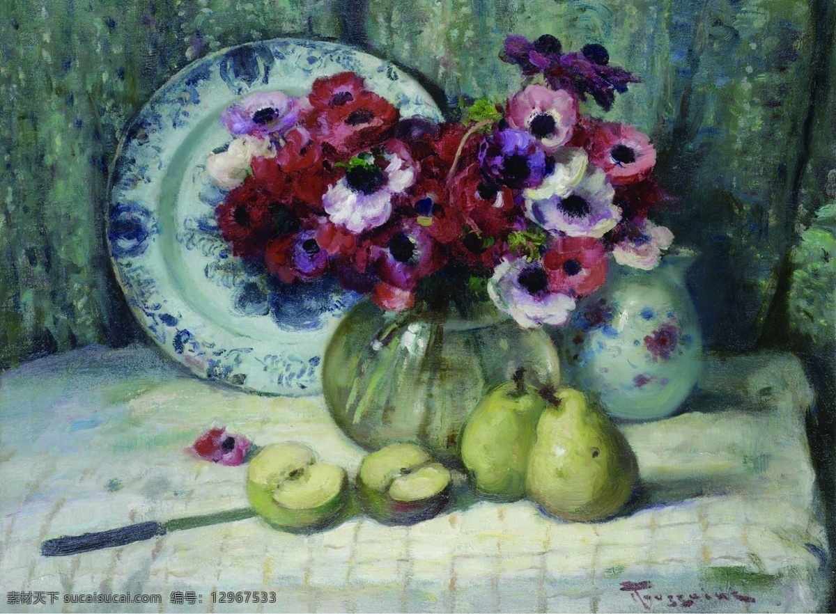 apples 花卉 水果 蔬菜 器皿 静物 印象 画派 写实主义 油画 装饰画 anemones toussaint fernand 荷花 玫瑰 百合 鲜花 实物 装饰素材