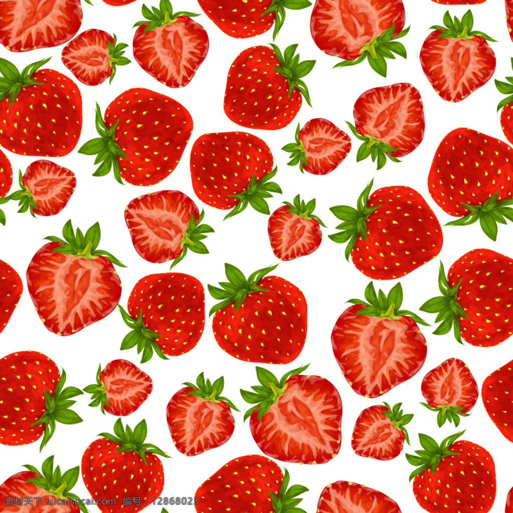 红色 草莓 无缝 背景 矢量 无缝背景 矢量素材 水果 果汁