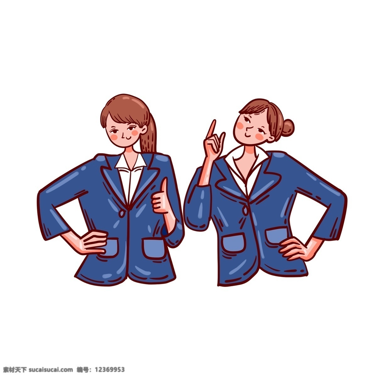 卡通 矢量 免 抠 招聘 人物 免抠 招聘人物 握拳 加油 join us 女性 深蓝色西装 面试 白色衬衫 大拇指 丸子头