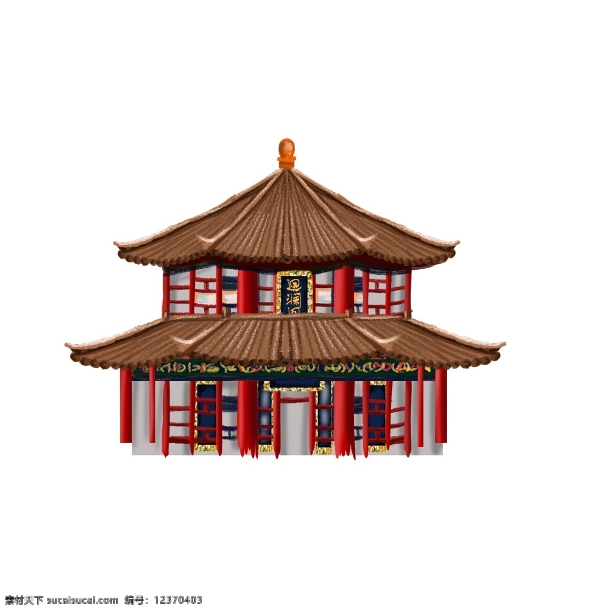 手绘 栈桥 插画 元素 建筑 中国文化 古建筑 中国风