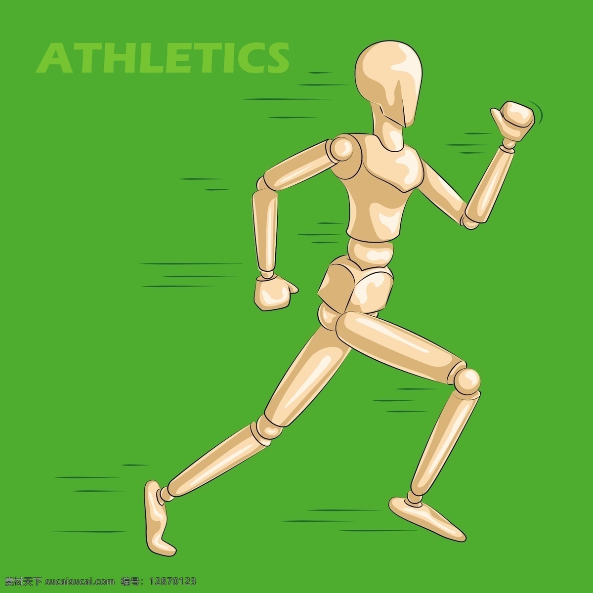 绿色 手绘 田径运动 卡通 矢量 背景 英文 跑步 马拉松 矢量素材 设计素材 平面素材