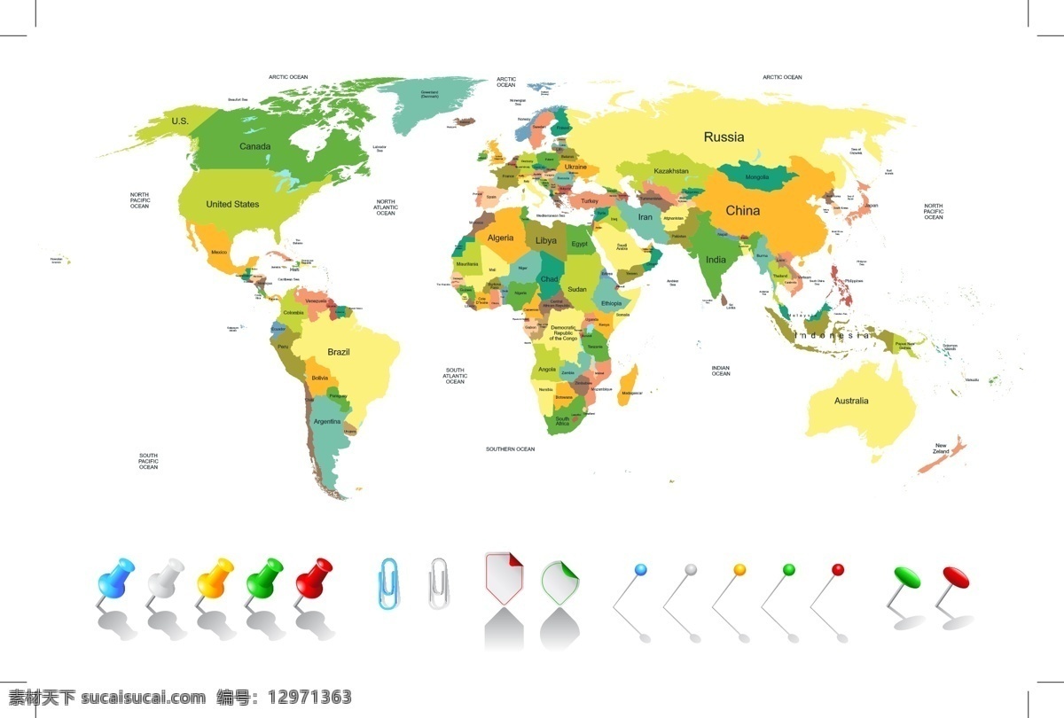 国家 名称 世界地图 矢量 旅游度假 大头 钉 标识 曲别针 地图 地理 格式 矢量图 其他矢量图