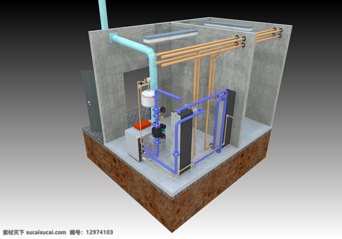 加热室 室内 加热器 室 建设 灰色