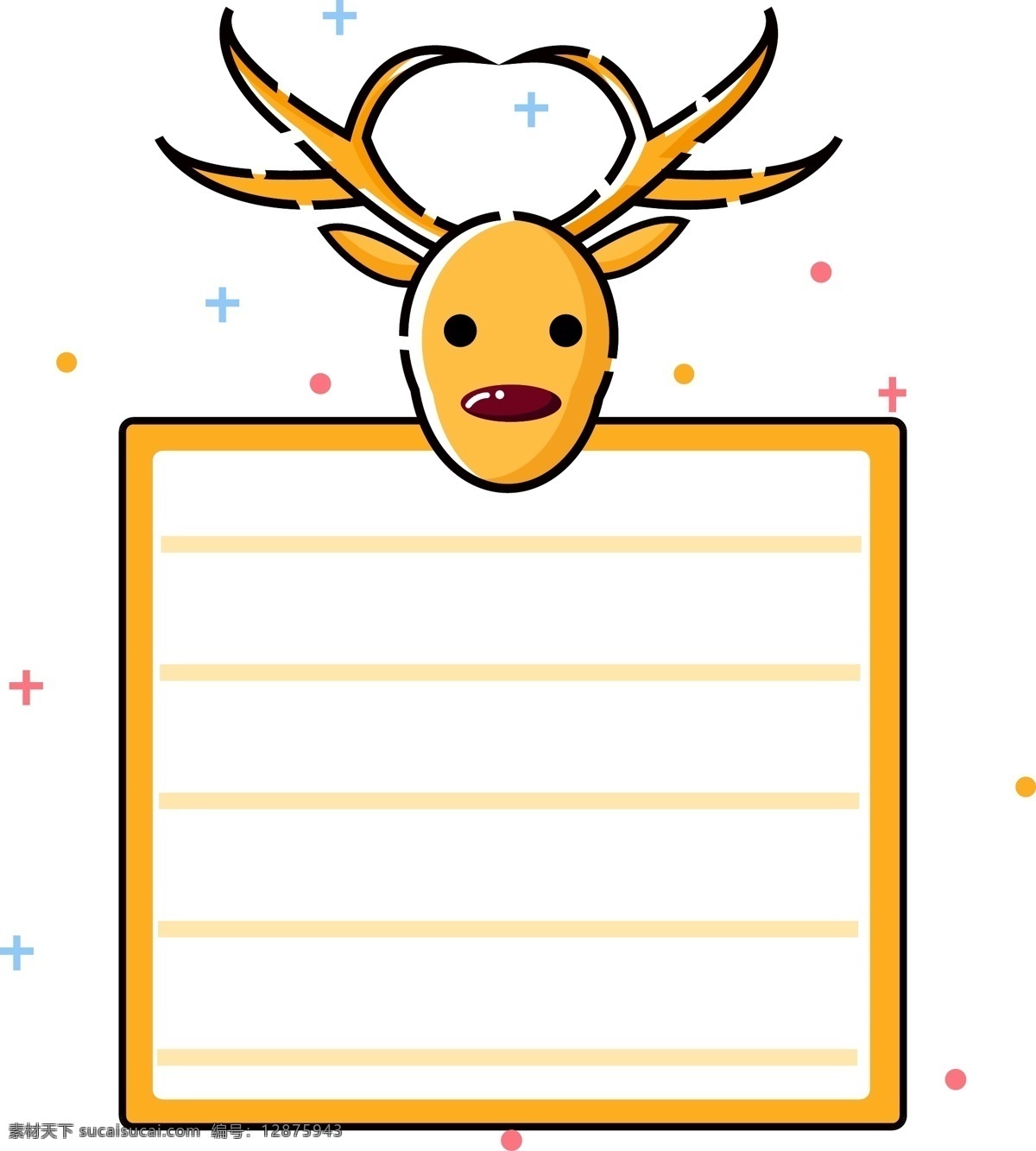矢量 简约 可爱 卡通 动物 鹿 便利 贴 贴纸 文本 框 文本框 便利贴 动物文本框 卡通文本框