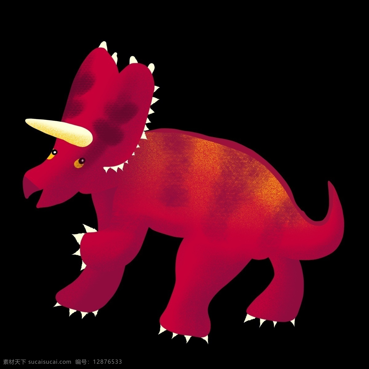 长 犄角 红色 恐龙 红色恐龙 恐龙化石 卡通红色恐龙 恐龙插图