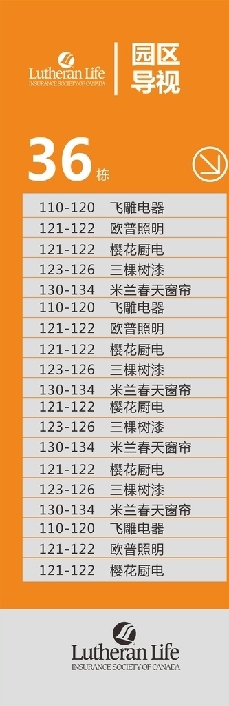 园区导视牌 导视 园区 铺位 栋号 方向指示 海报类 vi设计