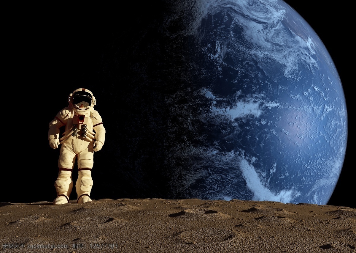 月球 上 探险 宇航员 高清 站在月球上 星空 宇宙 太空 表面 人物图库 职业人物