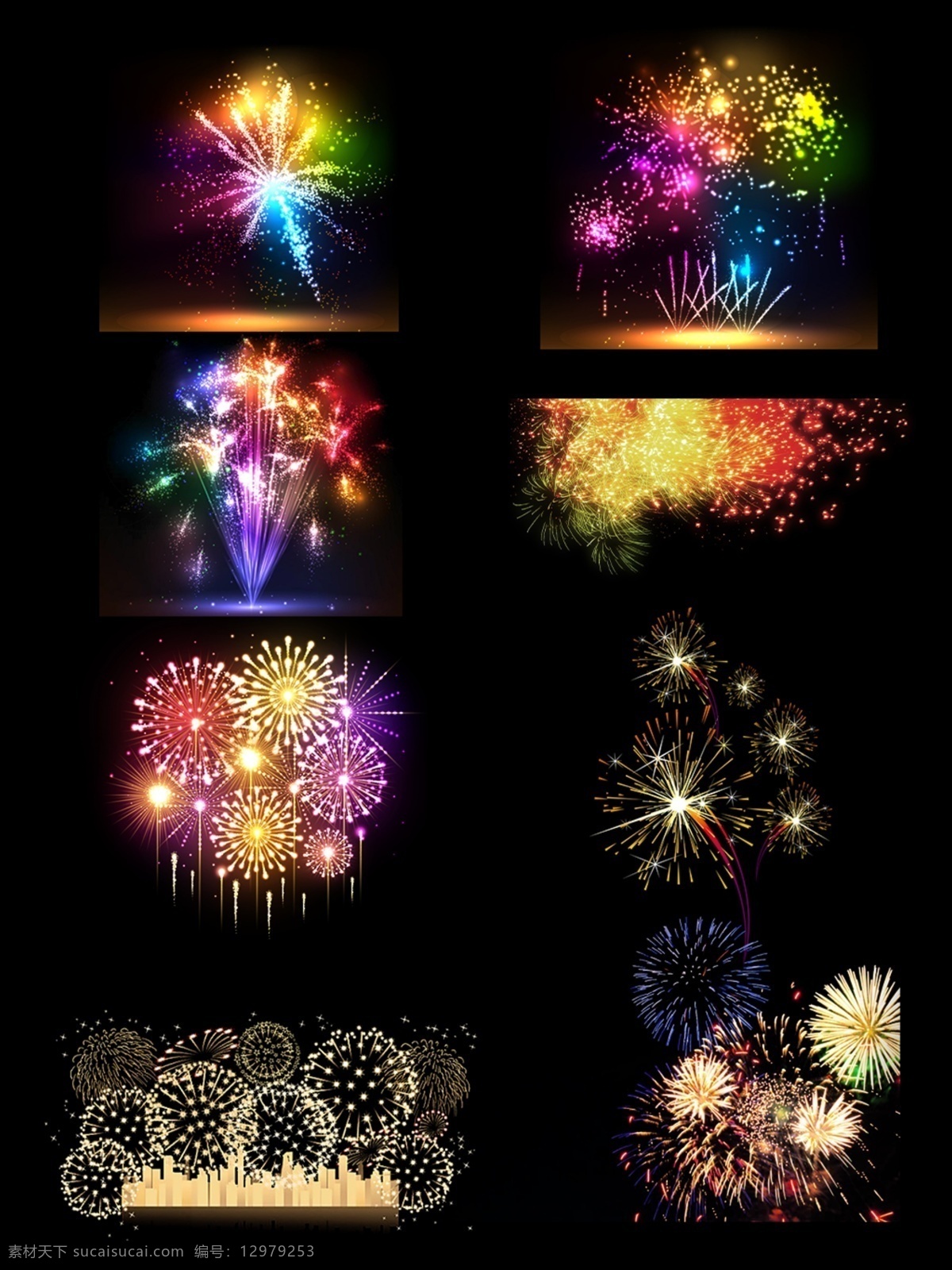 烟花群素材 烟花 绚丽 唯美 光效 多彩 烟花素材 烟花群 烟花束 烟花背景 唯美烟花 浪漫烟花