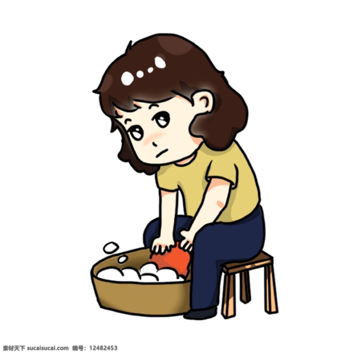 手绘 卡通 洗 衣服 妈妈 免费 免 抠 辛苦的妈妈 免费免抠 劳累 洗衣服 劳动
