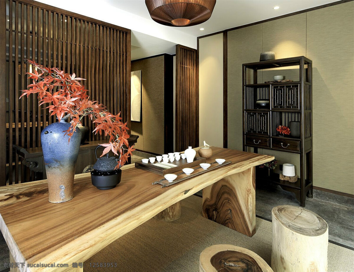 茶室 茶桌 桌子 大和 日式 新日式 柜子 茶盘 新中式 效果图 室内设计 室内装修 3d设计 3d作品