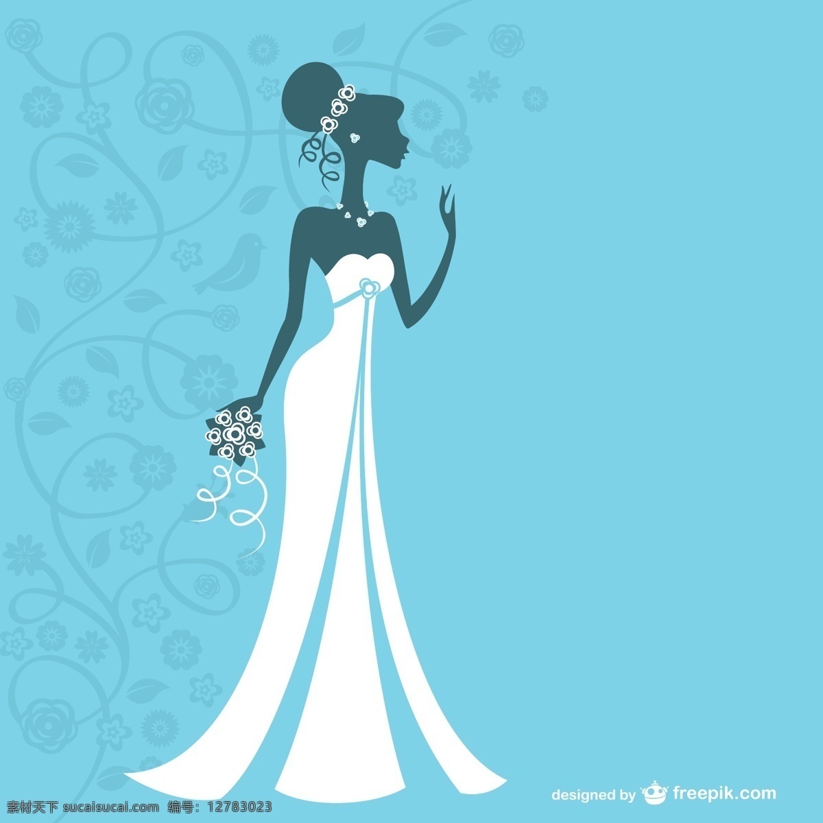 白色 婚纱 新娘 背景 婚礼 花卉 名片 商务 邀请 卡片 时装 模板 花边 艺术 壁纸 轮廓 布局 庆典 服装 青色 天蓝色