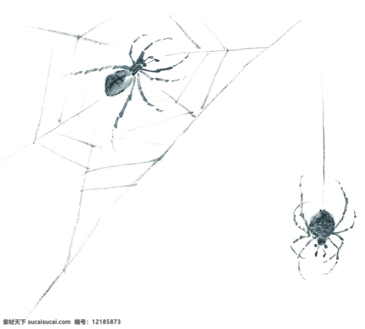 水墨 风格 蜘蛛 文化艺术 美术绘画 昆虫 设计图库