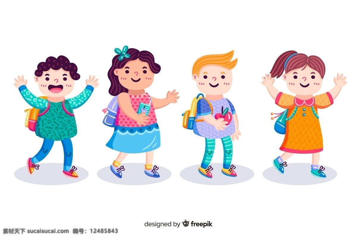 幼儿园小朋友 小学生 幼儿园 背书包 花裙子 蝴蝶结 花衣服 儿童鞋 校服 动漫动画 动漫人物