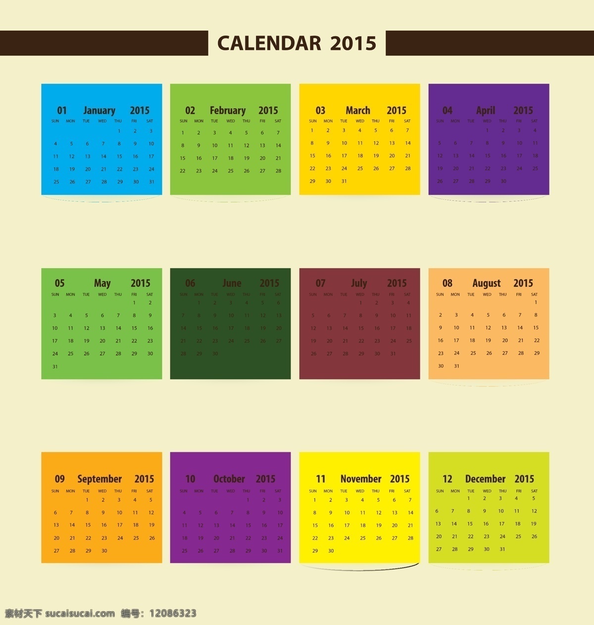 2015 年历 个性 日历 矢量图 其他矢量图