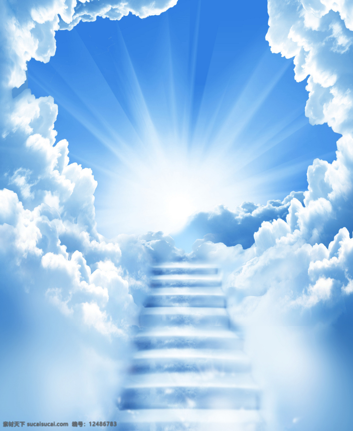 蓝天 白云 天空 之路 蓝天白云 云团 云朵 云彩 阶梯 楼梯 台阶 天堂之路 阳光 光线 高清图片 风景图片