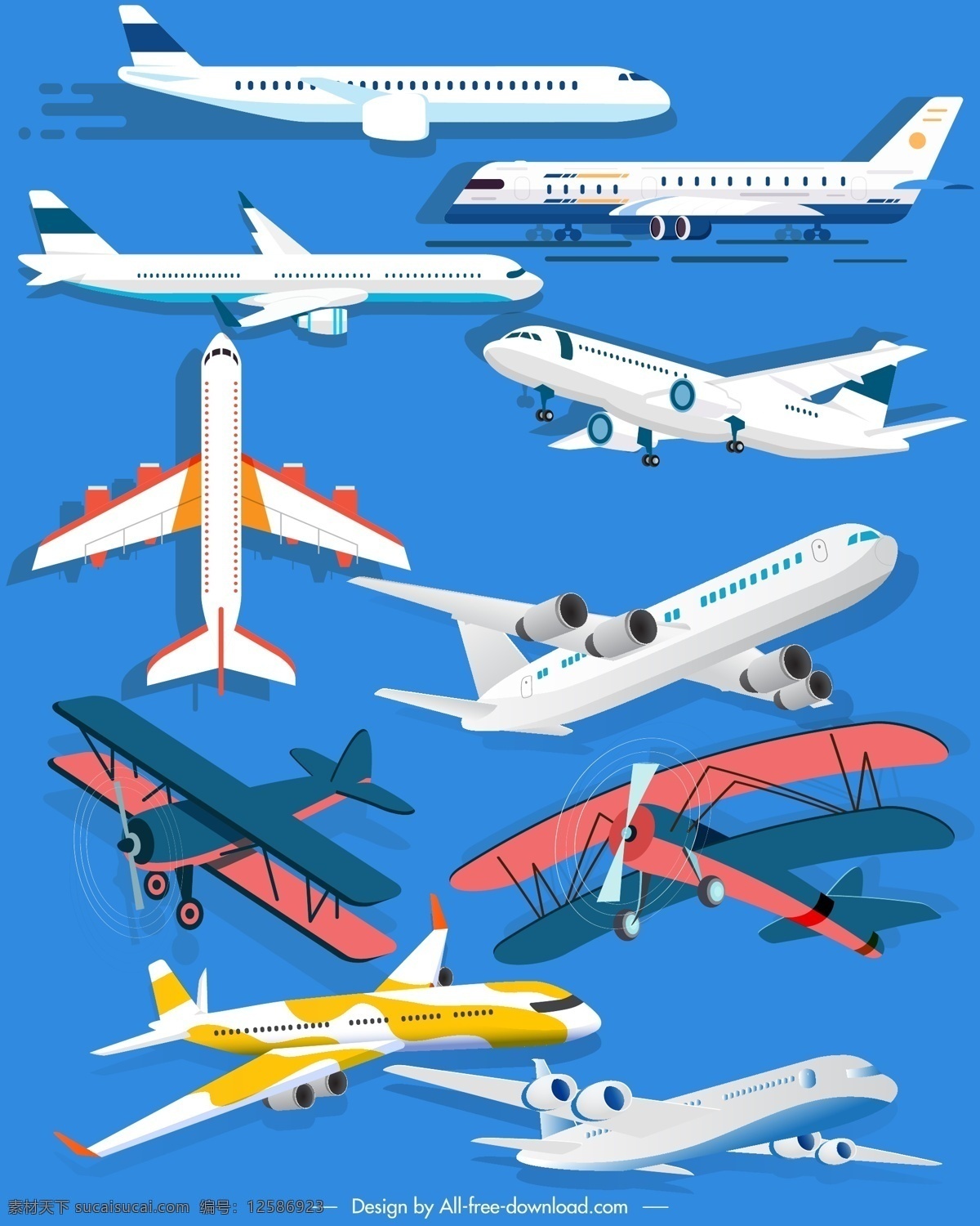10款创意 飞机设计 矢量素材 创意 飞机 客机 滑翔机 矢量图 ai格式