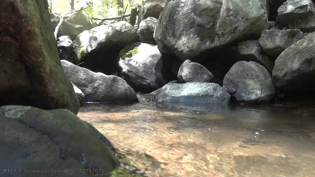 小河 中 流水 视频 水流 石头 河水