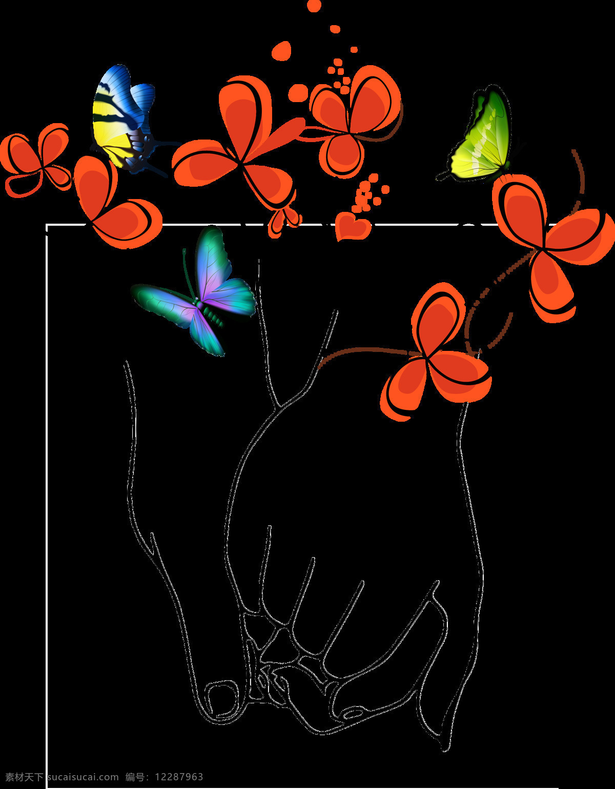 手 牵手 抽象 花卉 创意 线 稿 免 扣 手牵手 线稿 免扣 蝴蝶 线条花卉 牵手线条