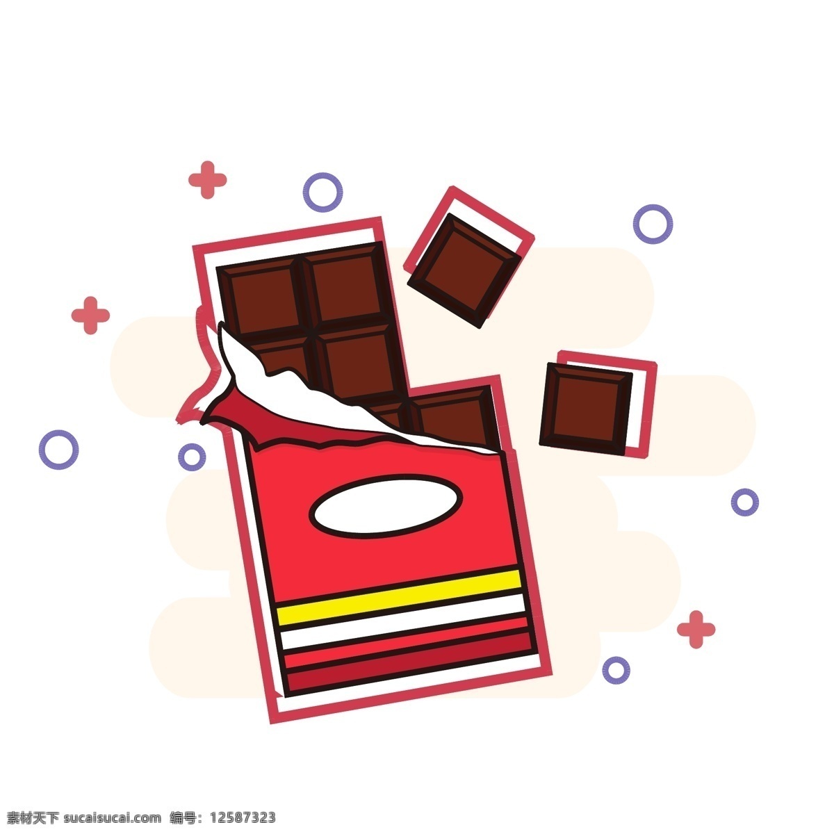 原创 矢量 卡通 巧克力 商用 朱古力 可可 零食 甜点 美食