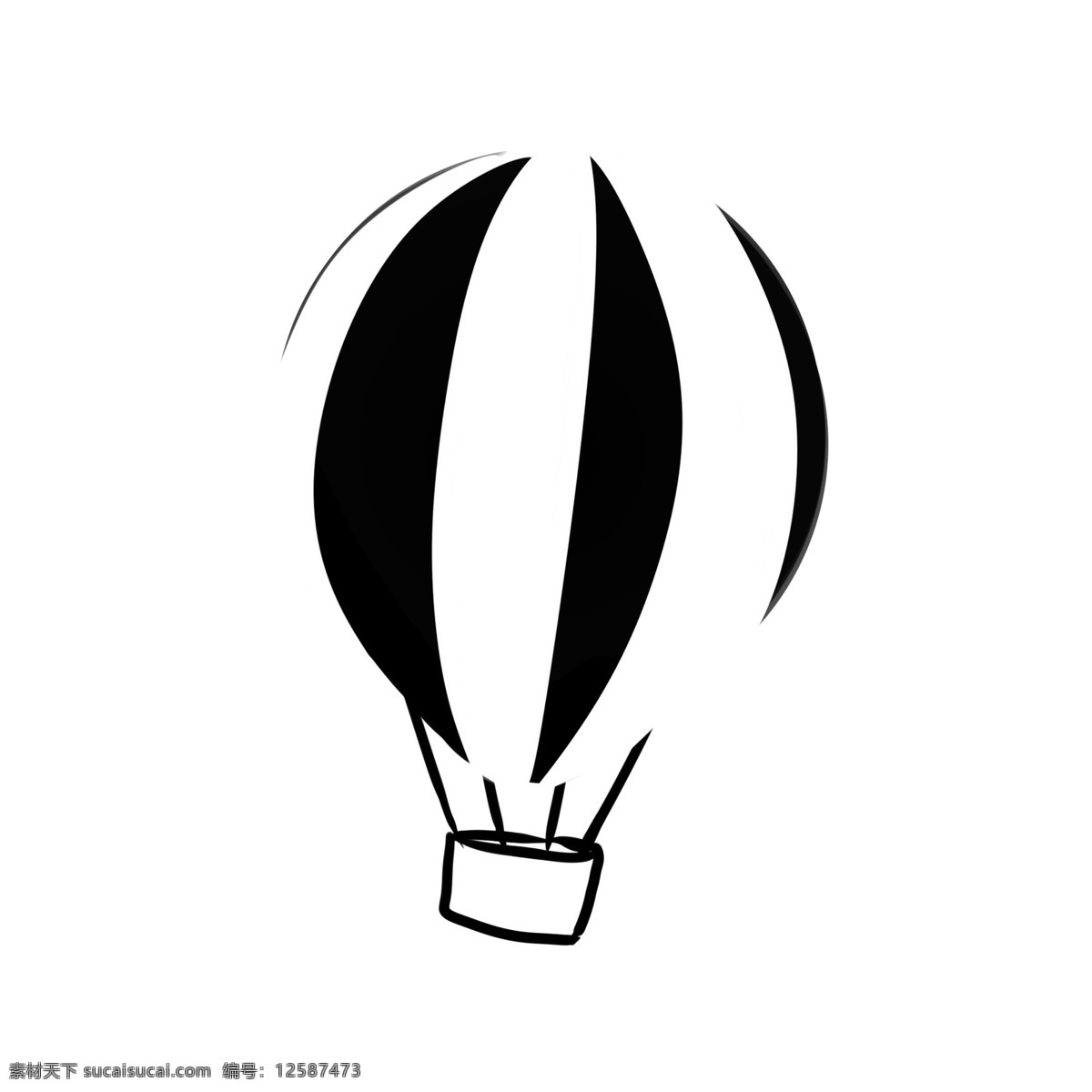 黑白 剪影 条纹 图案 热气球 插画 插图 黑色 可爱 情人 幻想 天空 飞翔 气球 庆祝热气球 节日热气球