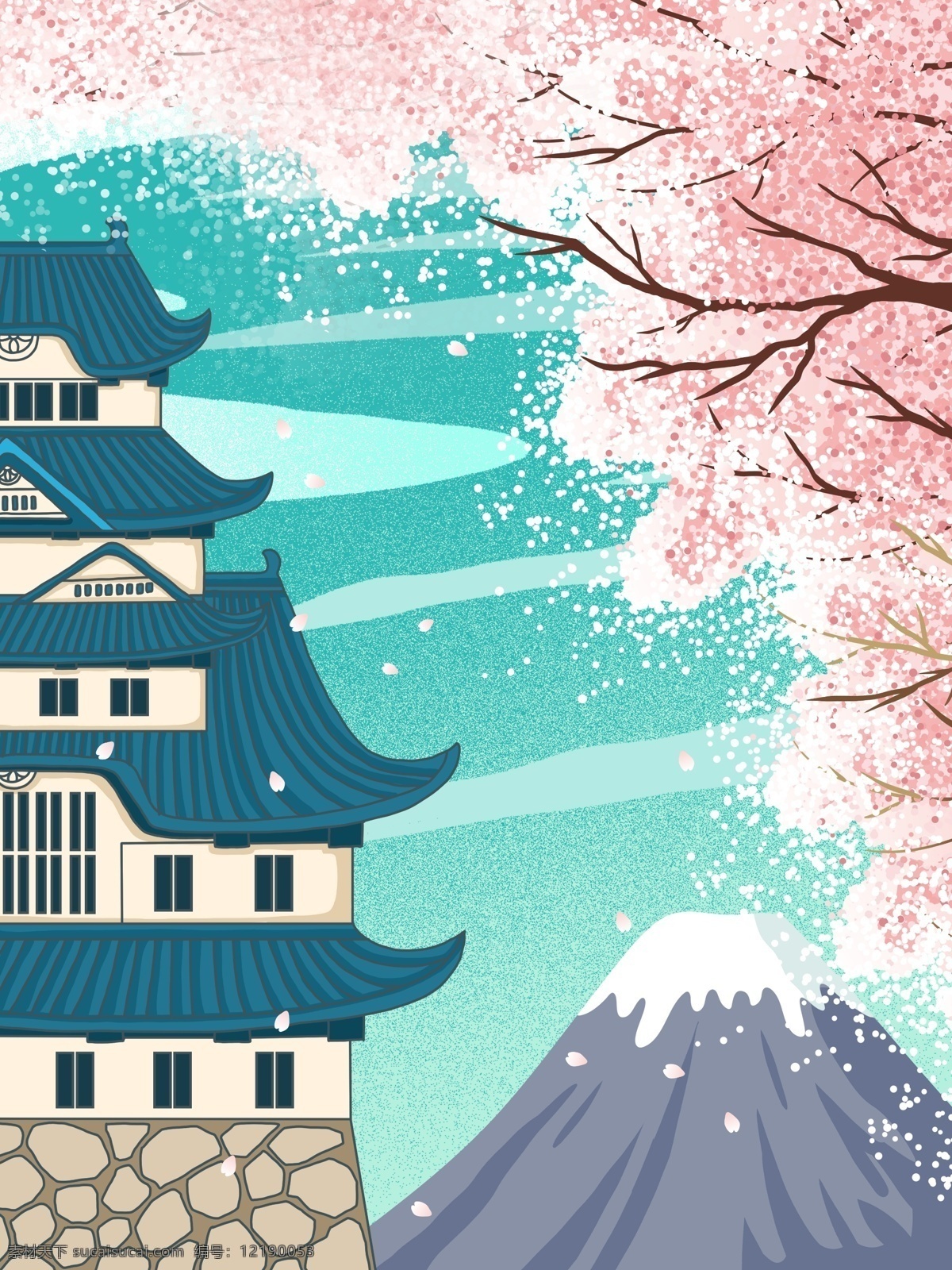 手绘 日本 樱花 背景 樱花背景 花瓣 唯美 樱花树 日本樱花 广告背景 手绘背景 特邀背景 背景展板图 背景图 创意