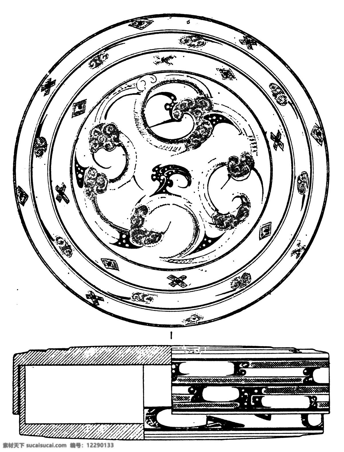 器物图案 秦汉时期图案 中国传统图案 图案038 图案 设计素材 装饰图案 书画美术 白色