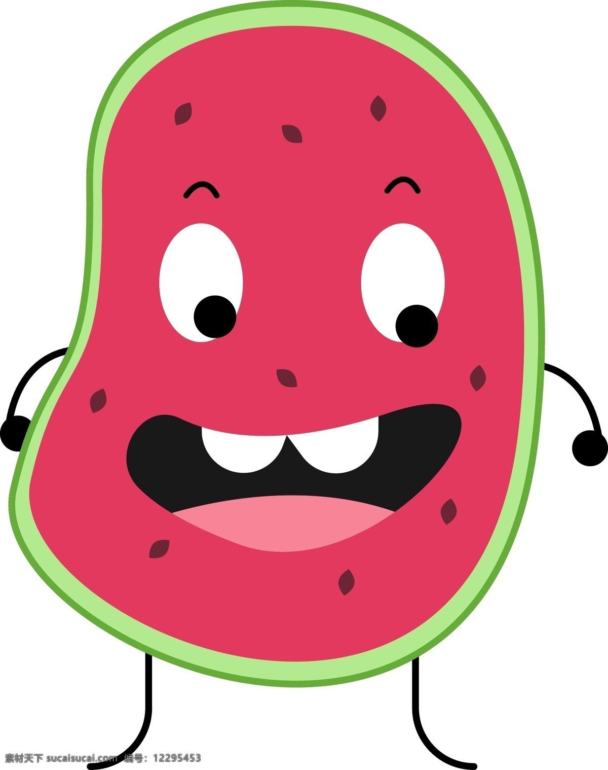 西瓜 卡通 水果 笑脸 可爱 元素 矢量 红色 创意