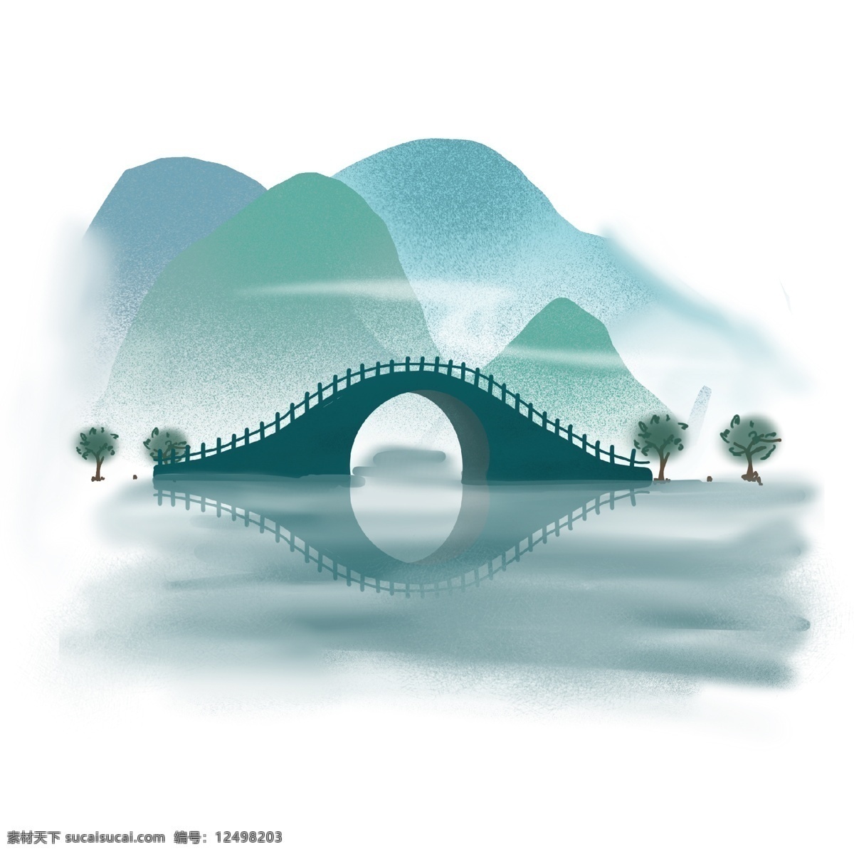 中国 风 青山绿水 江水 古桥 石桥 中国风 桥 树 绿树 绿植 远山 湖 湖畔 绿色青色 蓝色 风景 古风 古典 古韵