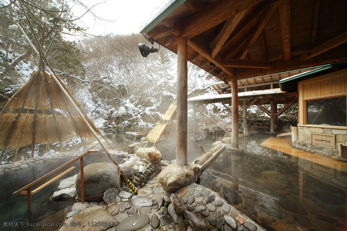 日本温泉 温泉 汤池 露天 日本 户外 自然景观 田园风光