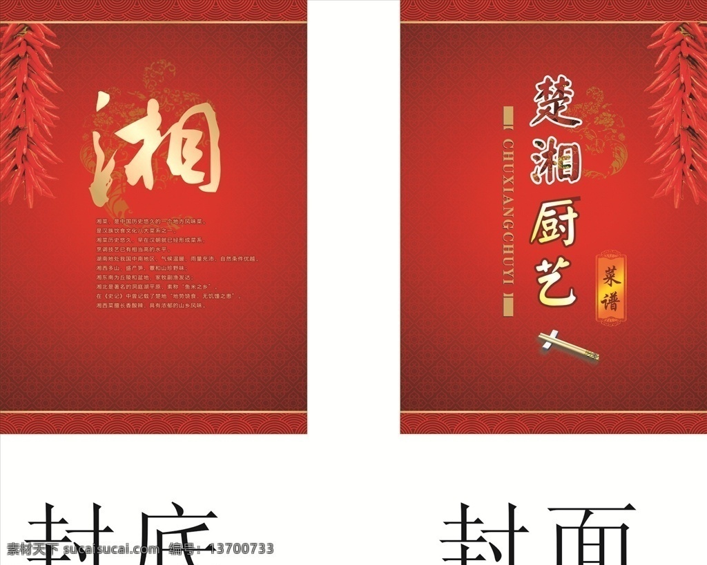 菜谱 封面 封底 红色 辣椒 湘菜菜谱封面 画册设计