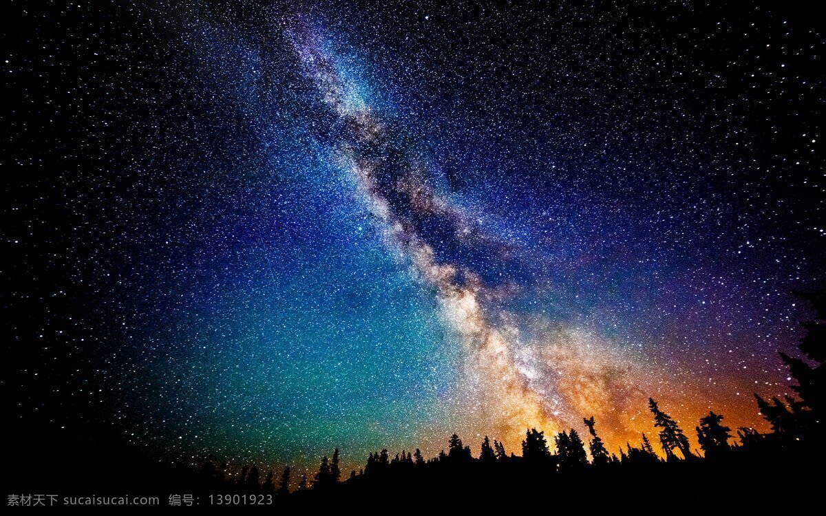 绚烂 梦幻 星空 背景 彩色 风景漫画 动漫动画