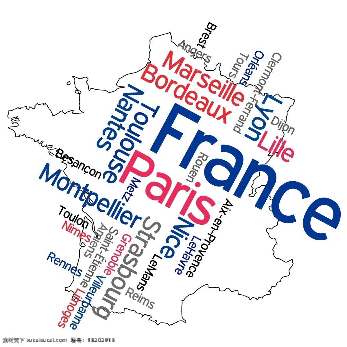 地形轮廓图 法国轮廓图 法国地名 背景 图纸 图样