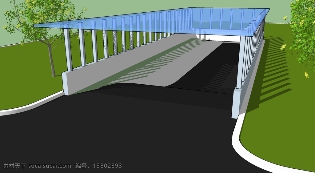 地下车库 地下 车库 停车场 入口 环境设计 景观设计 skp