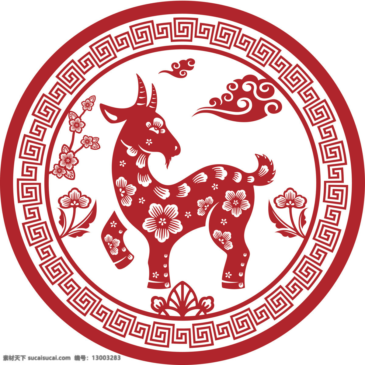 十二生肖 生肖 红色 传统 中国 文化 羊 文化艺术 绘画书法
