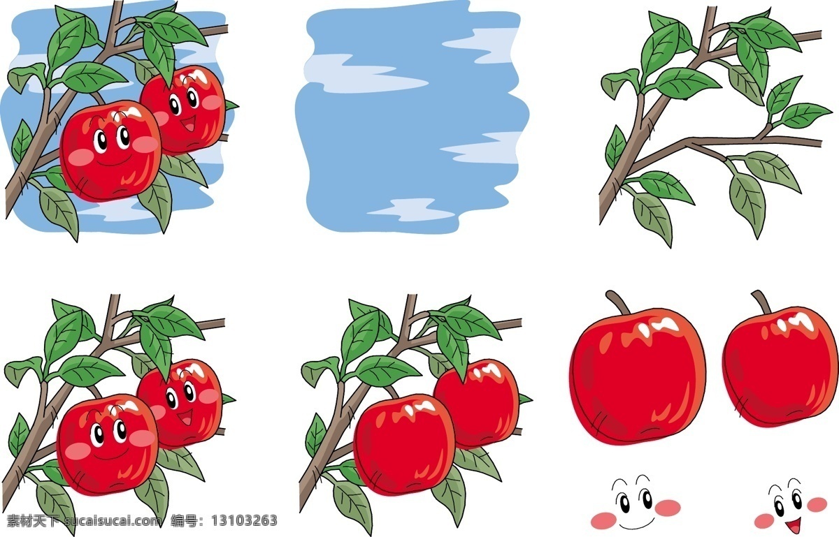 q版 表情 插画 插图 符号 红苹果 健康 卡通 开心 手绘 苹果 矢量 模板下载 手绘苹果表情 苹果树 水果 营养 维生素 可爱 生物世界 插画集